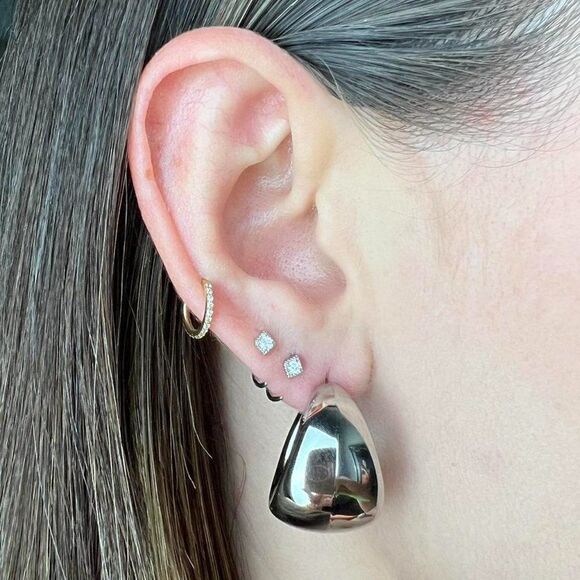 New! “Charlize” Silver Chunky Stud Earrings - Picture 3 of 3